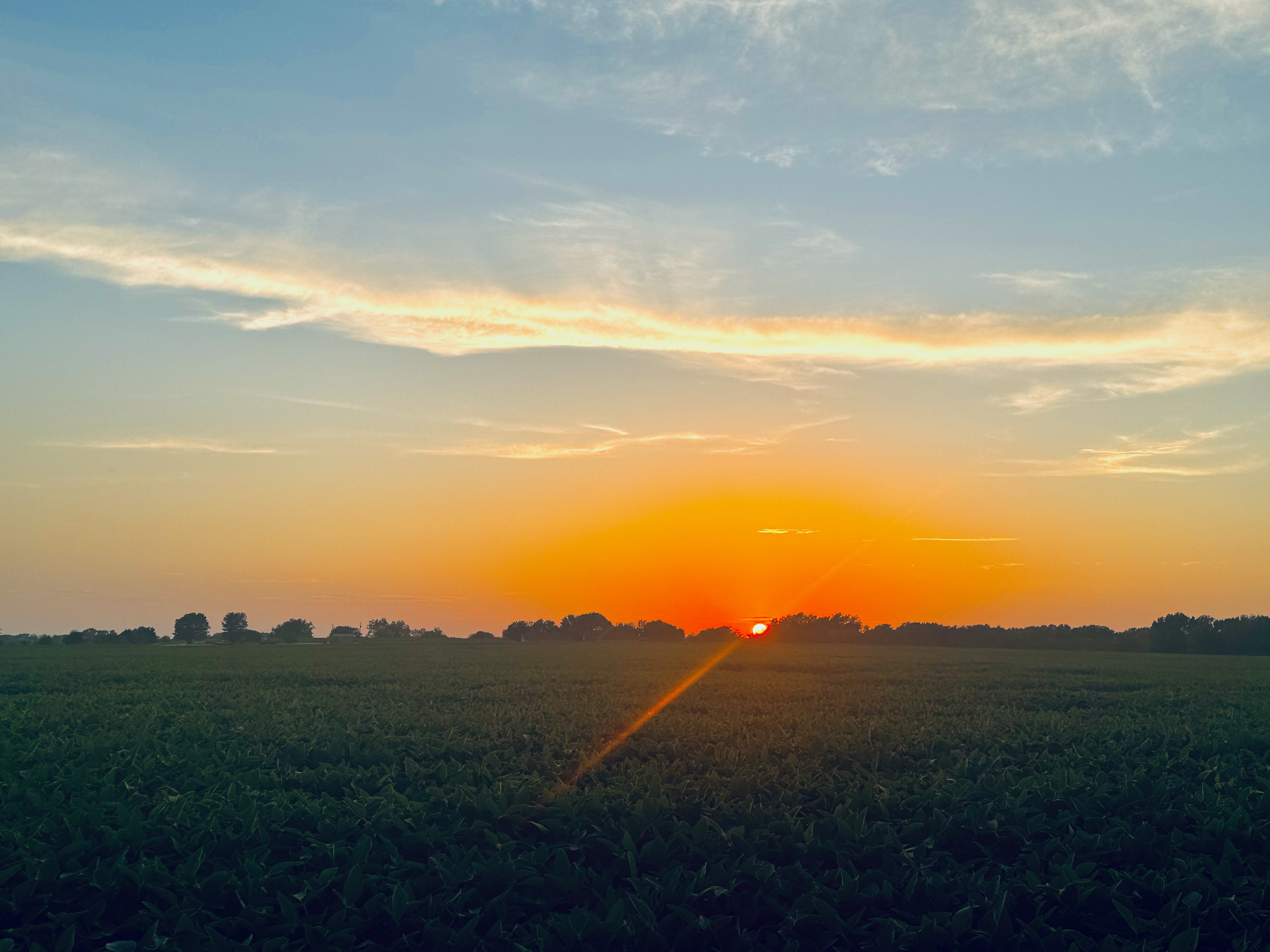 Sunset over Missouri farmland